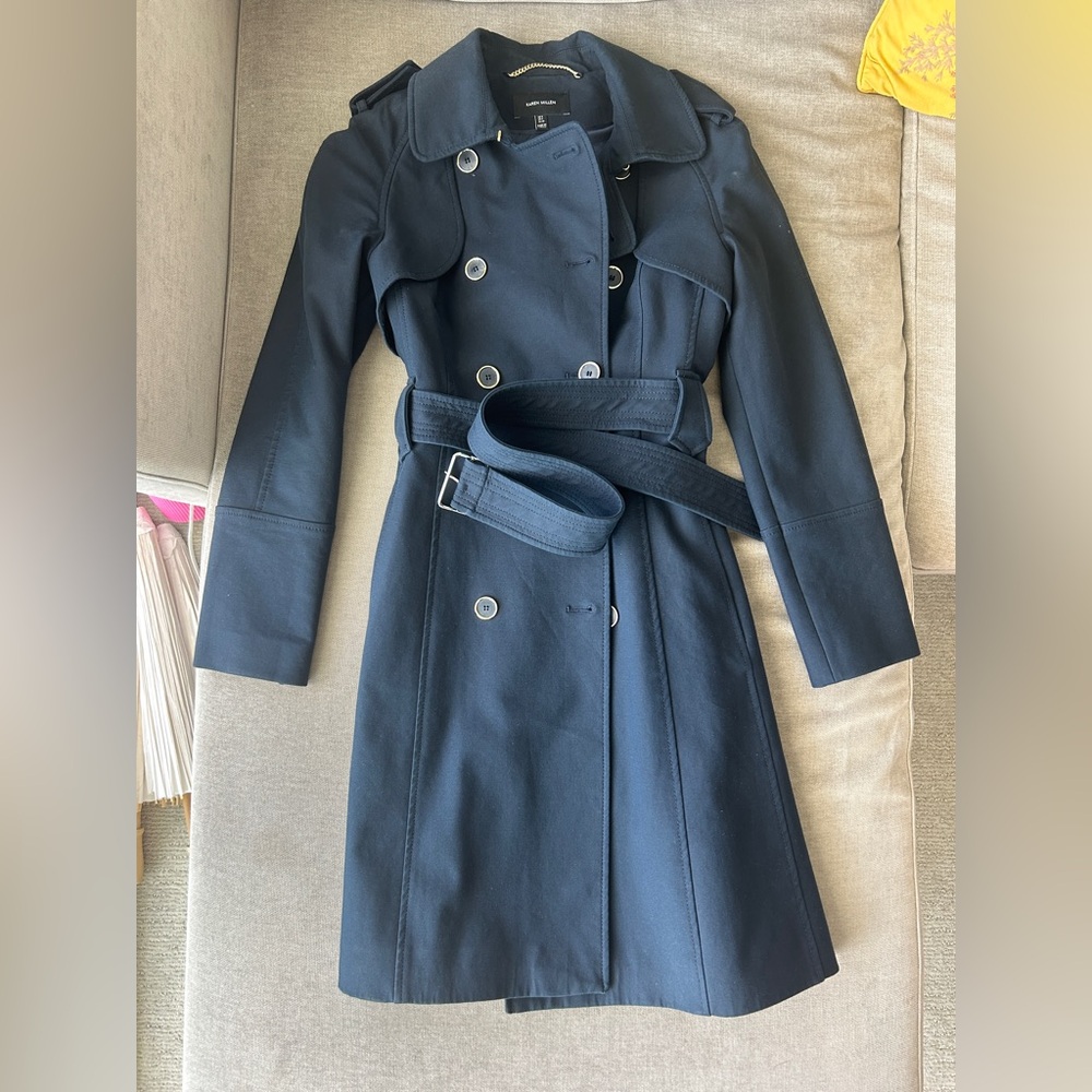 Karen Millen Navy Trench Coat Size US 4